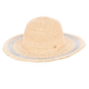 TRACY WATTS Brooklyn 100% Raffia Sun Hat Silver Stripe One Size